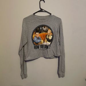 Grey cropped long sleeve. HOW YOU DOIN’ catchphrase from the show Friends!